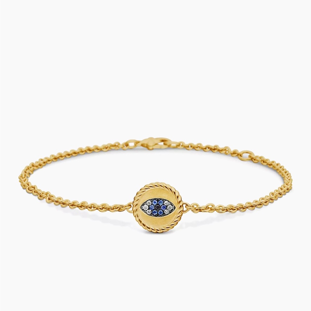 David Yurman Evil Eye Bracelet 18K Yellow Gold with Pavé Sapphires and Diamonds